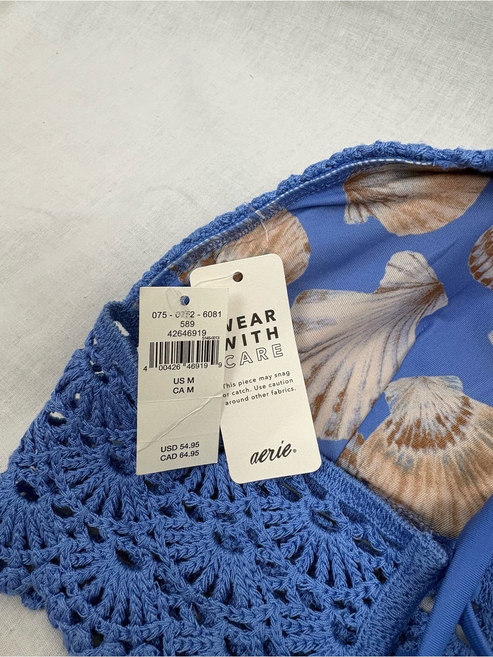 NWT Aerie Crochet Triangle Longline Bikini Top Size M - Picture 7 of 7